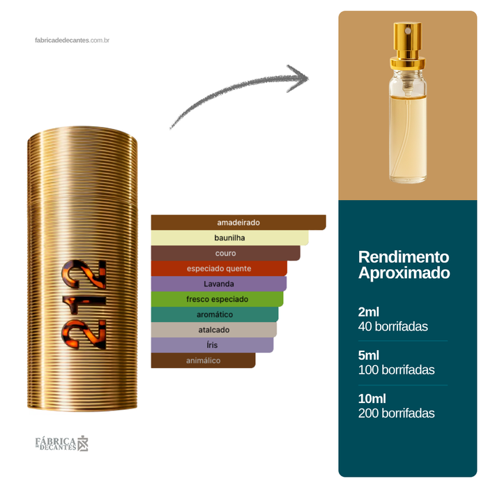 212 Men Parfum Carolina Herrera masculino, versão dourada, em decant